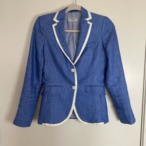 Curling Collection Blue and White Blazer with Tailored Fit & Nautical Touch - 36